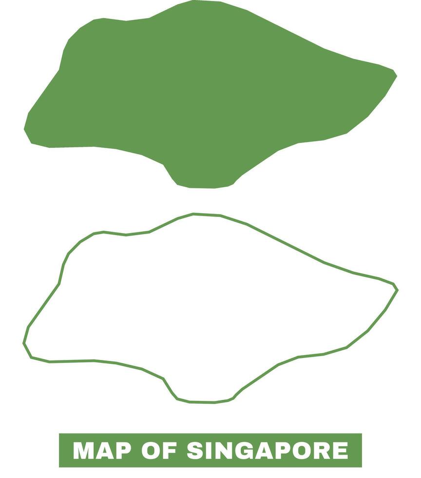 Simple Singapore Outline flat map style illustration set vector