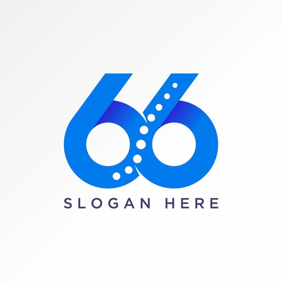 Logo design graphic concept creative premium stock initial number 66 sport font connected spine bone Related to monogram typography anniversary vector