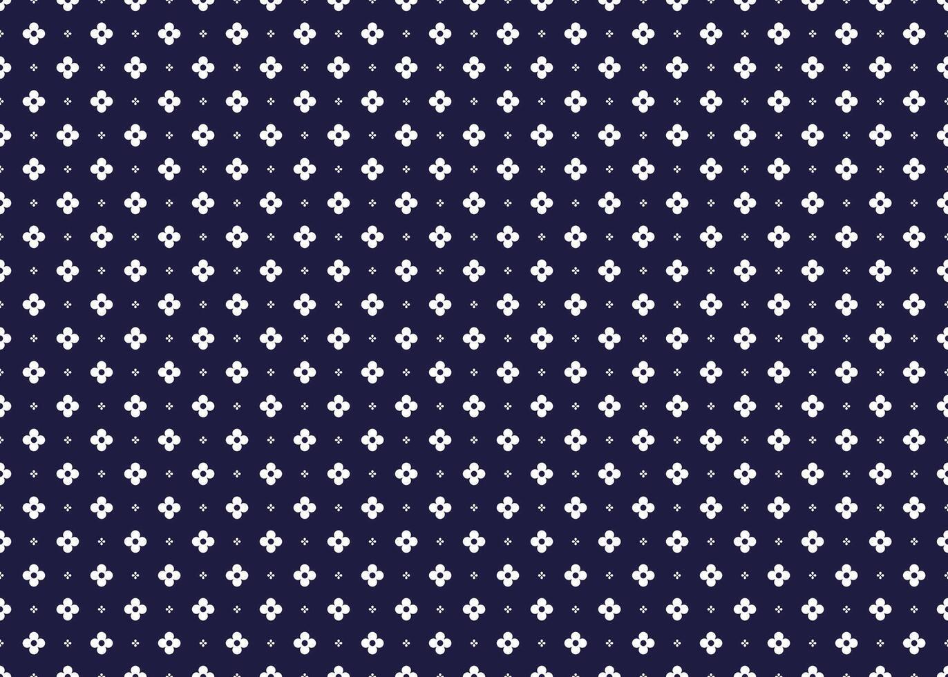 White symbol floral minimal style on dark blue background, ethnic fabric seamless pattern, design for cloth, carpet, batik, wallpaper, wrapping etc. vector