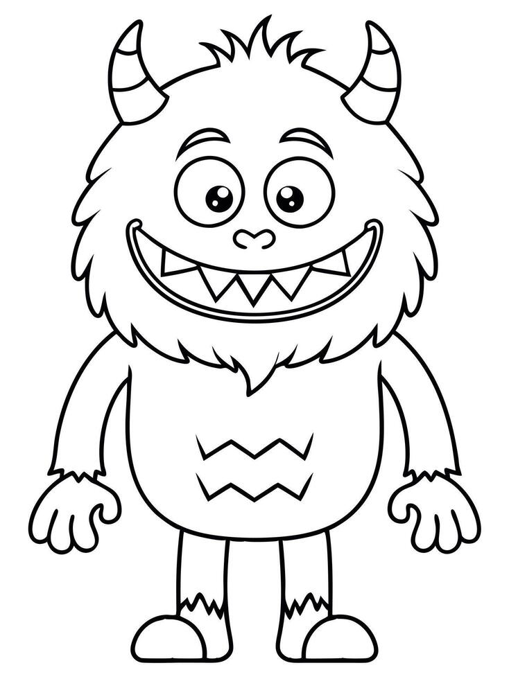 Monster Coloring Page for Halloween. Fun and spooky monster drawing for kids to color vector