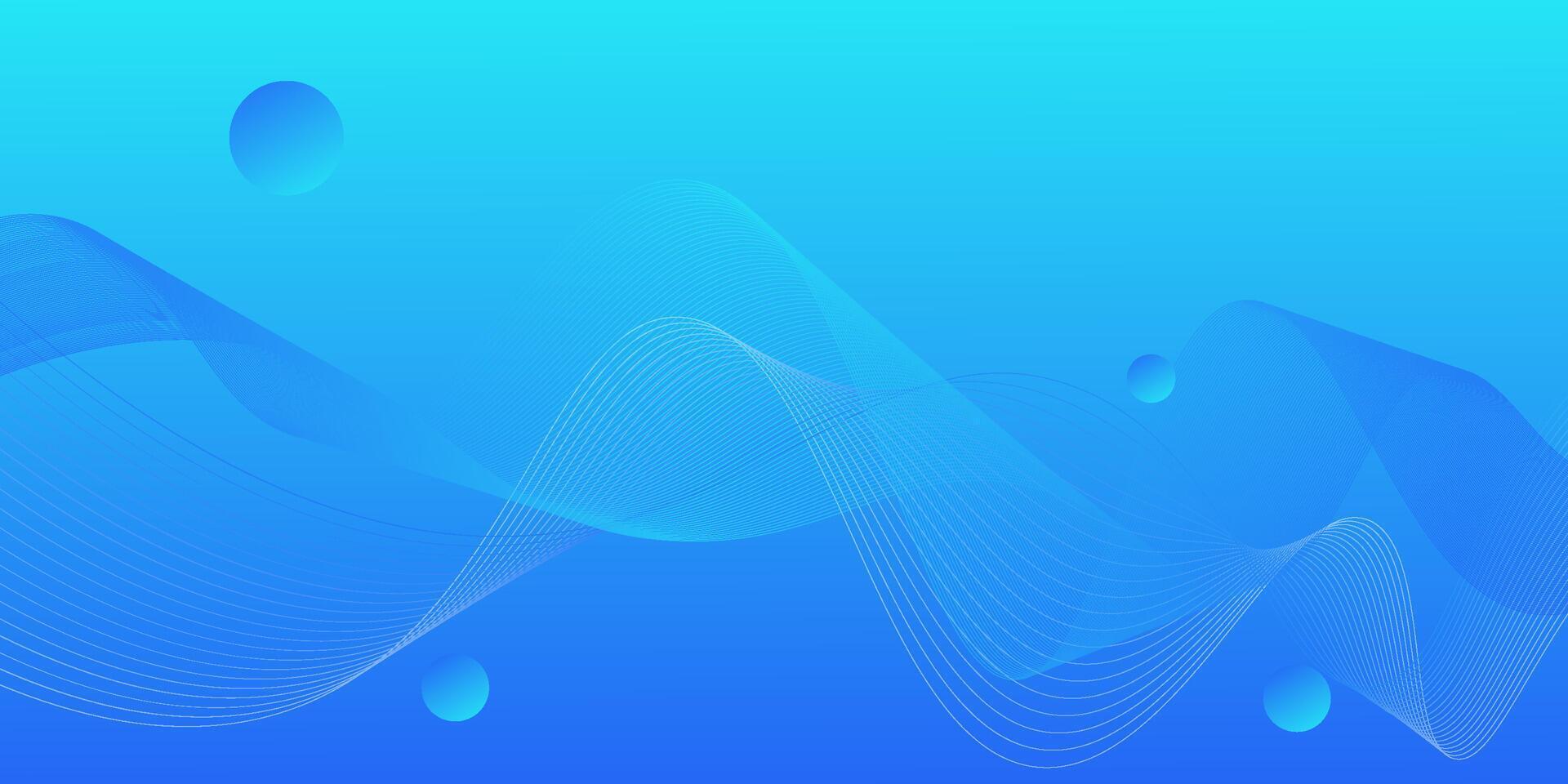 Dynamic background illustration light blue gradient with wave lines and simple circle style. Cool design. vector