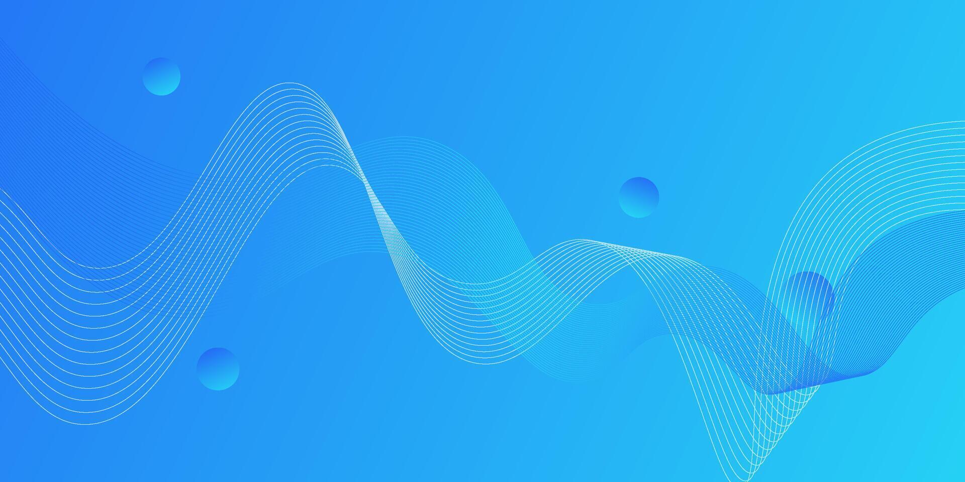 Dynamic background illustration light blue gradient with wave lines and simple circle style. Cool design. eps10 vector