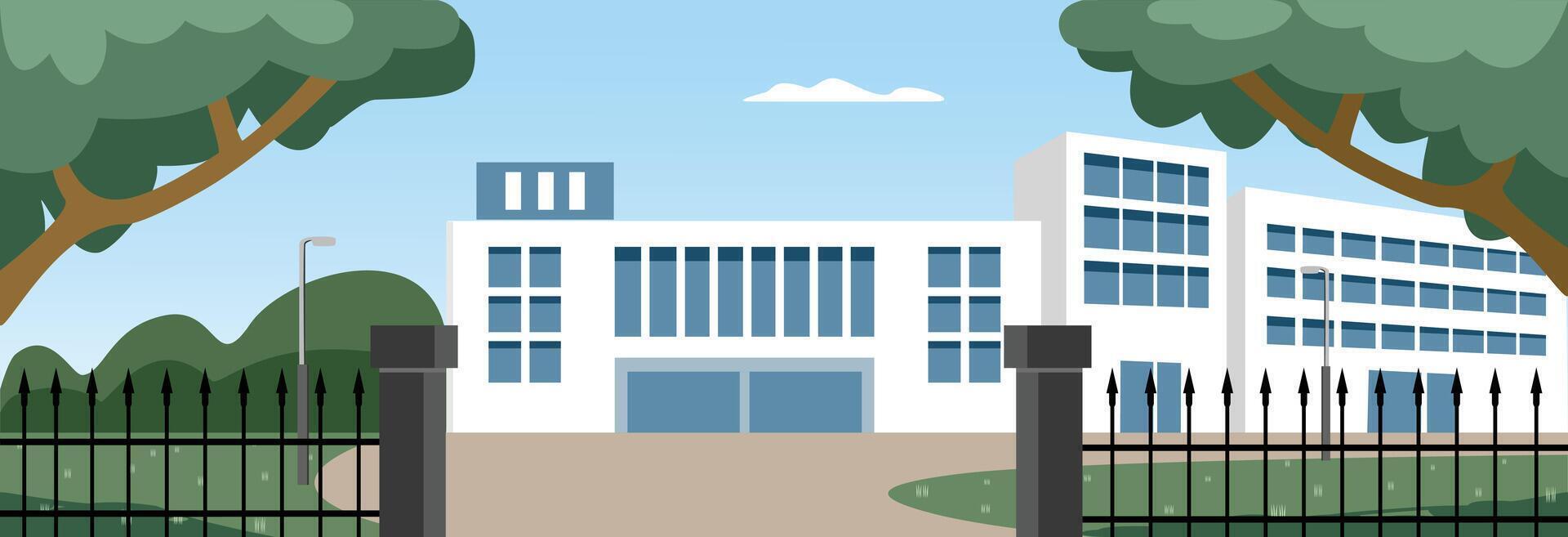 School building illustration. School facade. vector