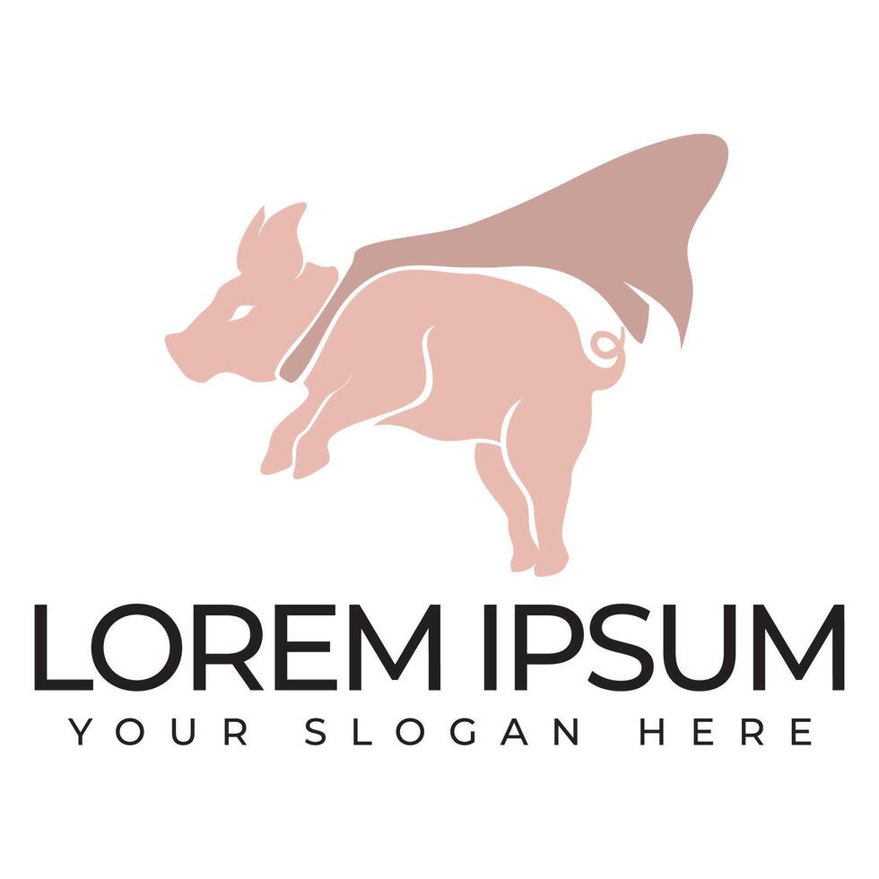Design of a flying pig with wings vector