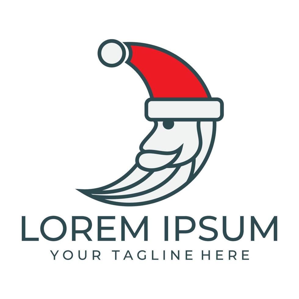 Santa image design in the shape of a crescent moon vector