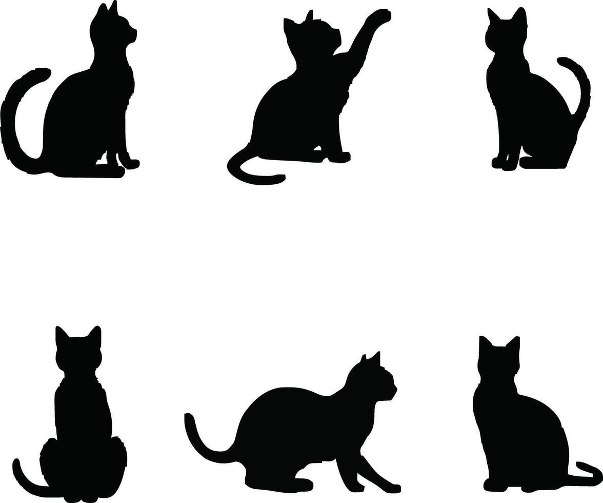 Set of Cats Silhouette Design vector