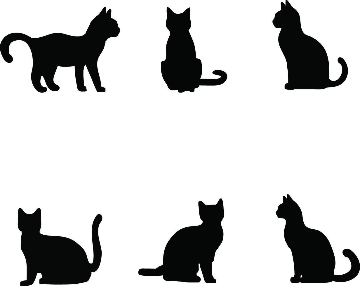 Elegant Cat Silhouette Set Designs vector