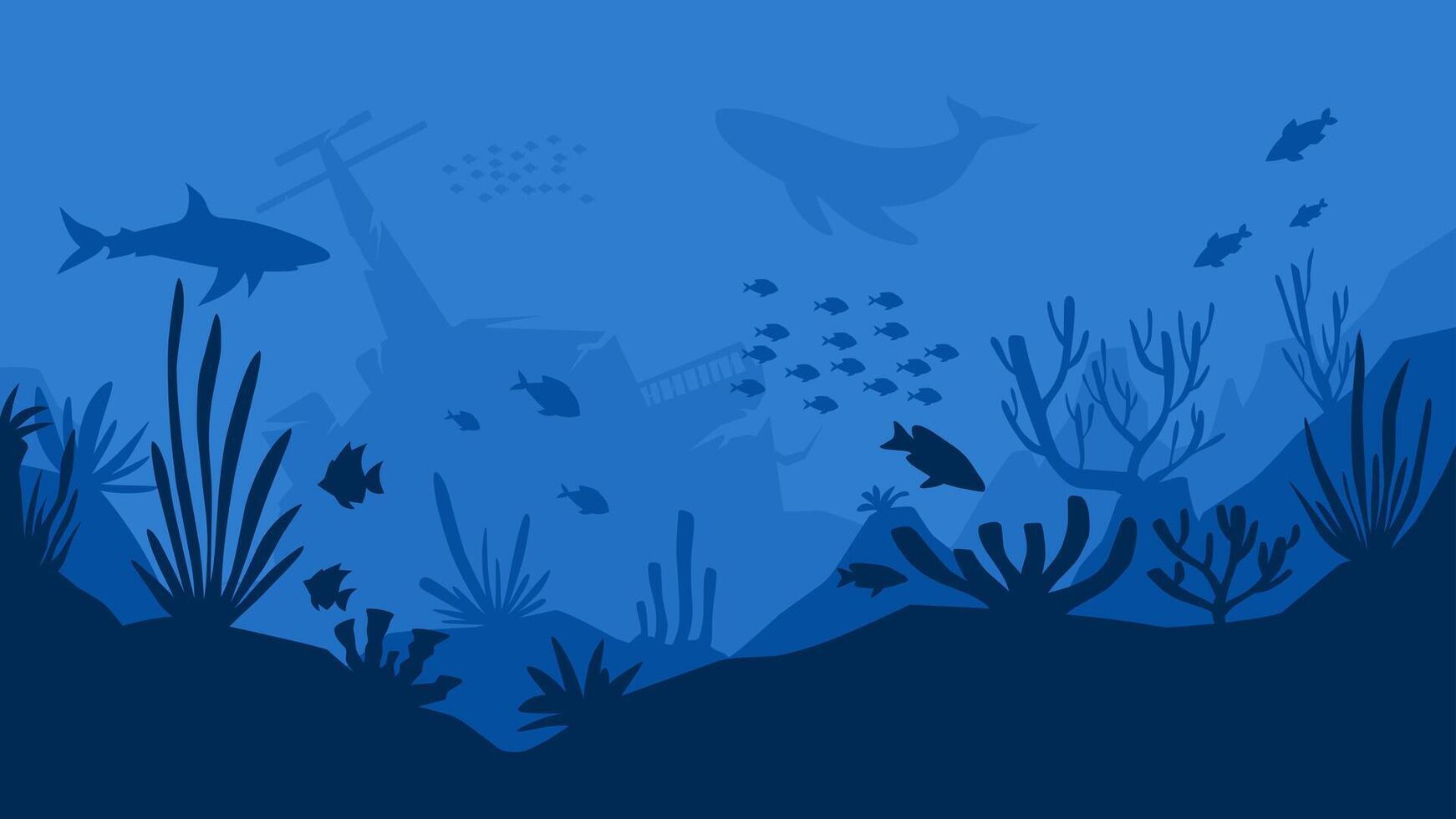 Landscape illustration of shipwreck in the sea vector