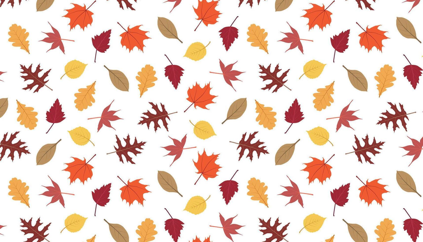 Pattern made up of seven different types of autumn leaves vector