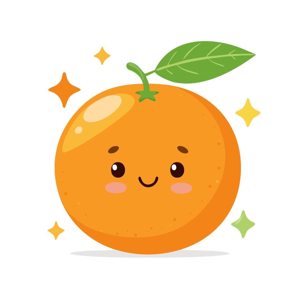 Orange Cute Cartoon Fruit Animation Healthy Character vector