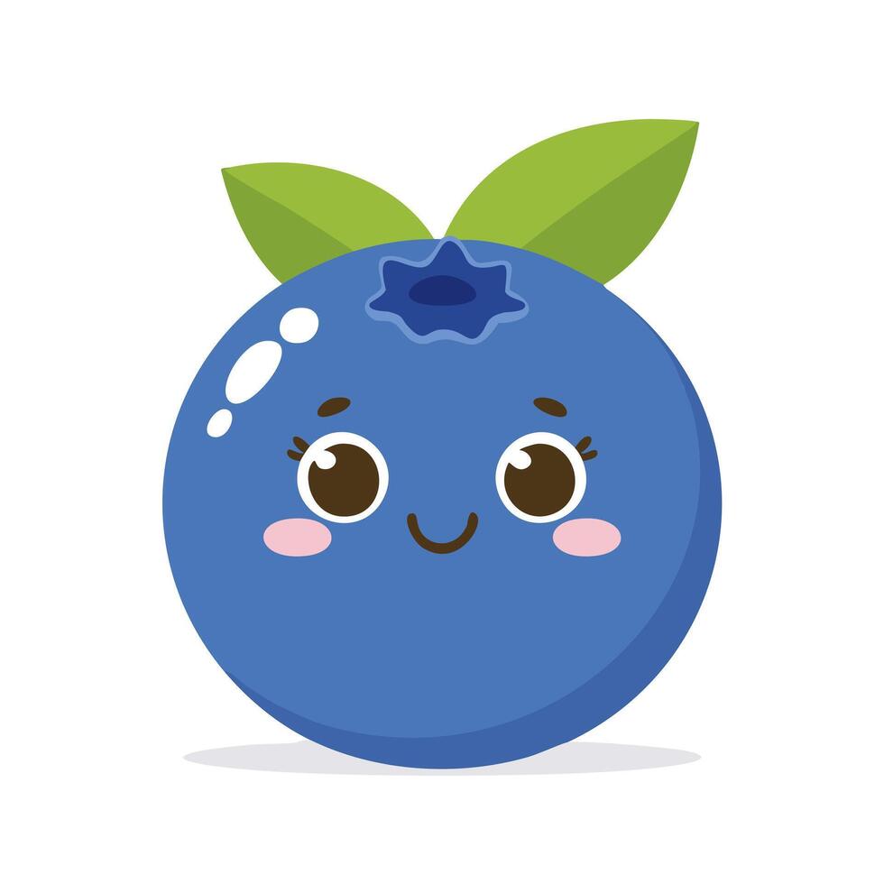 Blueberry Cute Cartoon Fruit Fresh Animation Kawaii Healthy vector