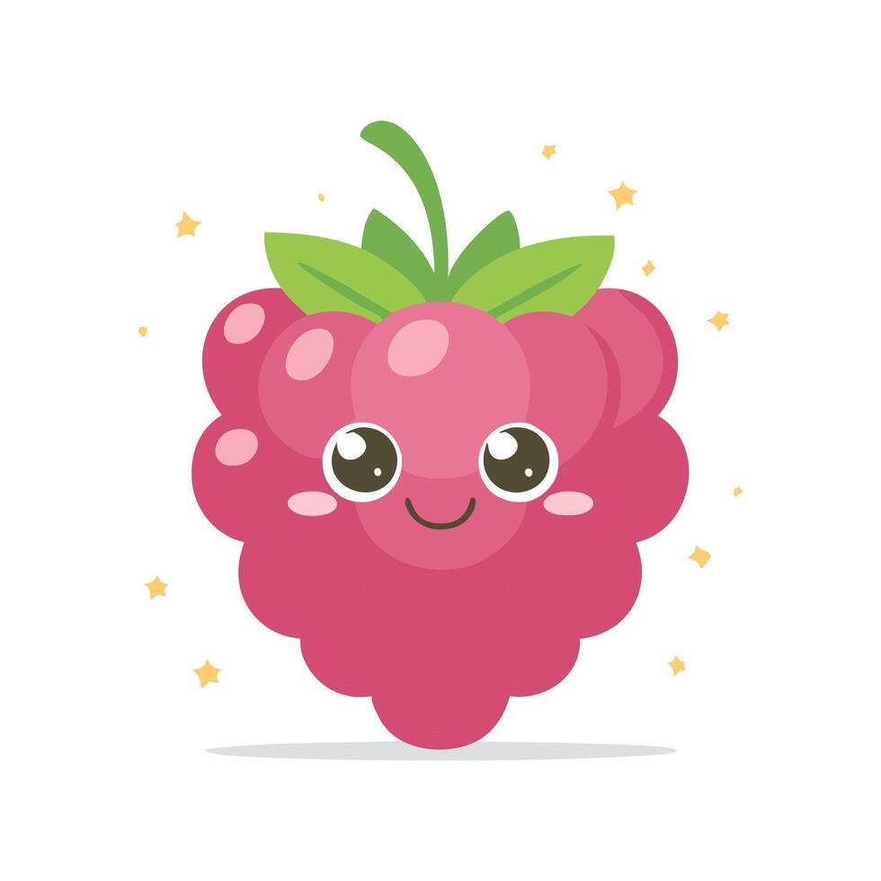 Raspberry Cute Cartoon Fruit Fresh Animation Kawaii Character vector