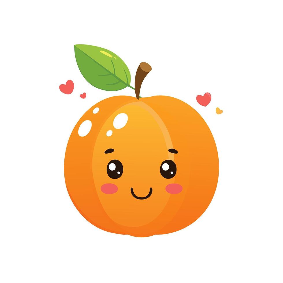 Apricot Cute Cartoon Fruit Fresh Animation Healthy Character vector