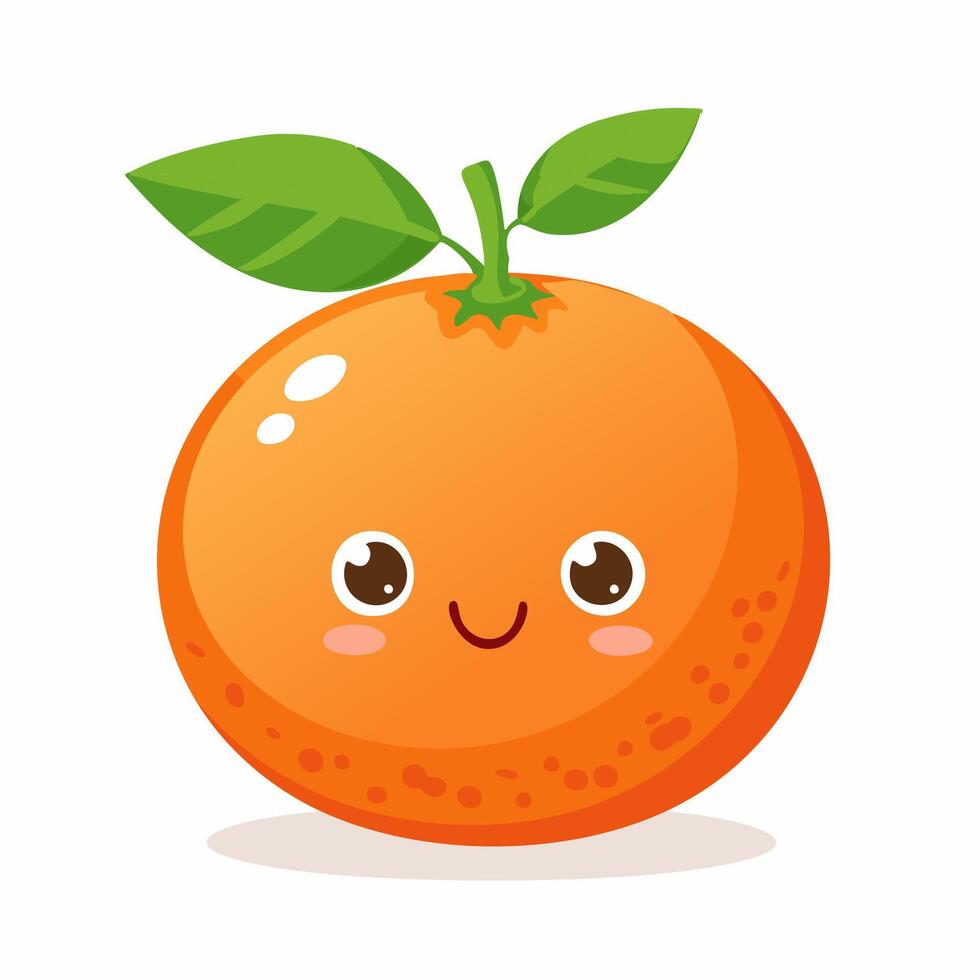 Tengerine Cute Cartoon Fruit Fresh Animation Kawaii Healthy Character vector