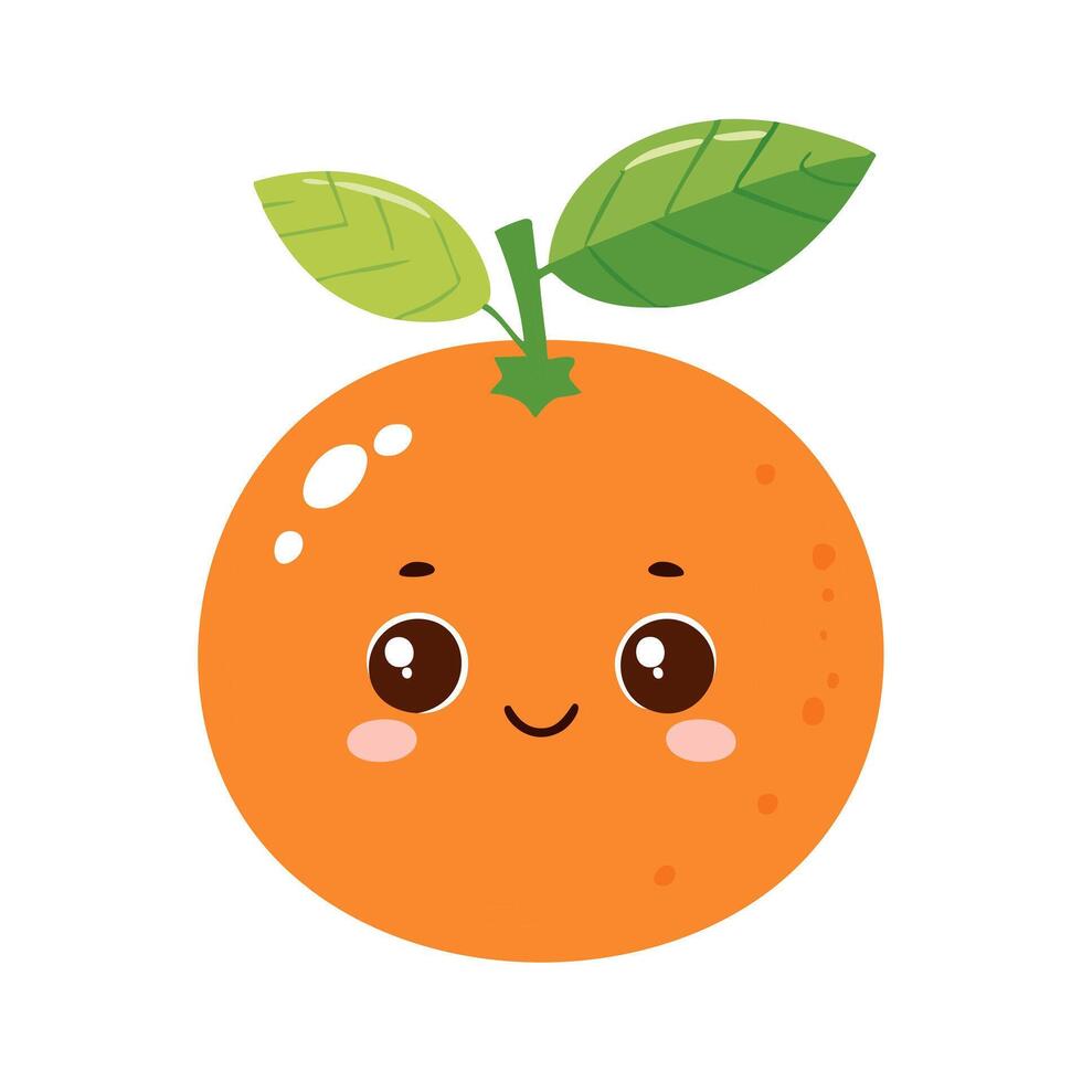 Tengerine Cute Cartoon Fruit Fresh Animation Healthy Character vector
