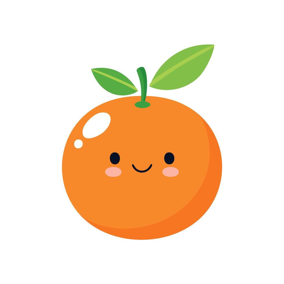Tengerine Cute Cartoon Fruit Fresh Animation Kawaii Character vector