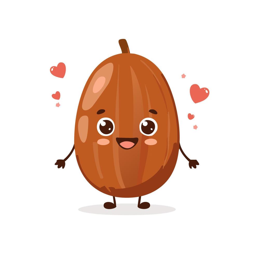 Date Cute Cartoon Fruit Fresh Animation Healthy Character vector