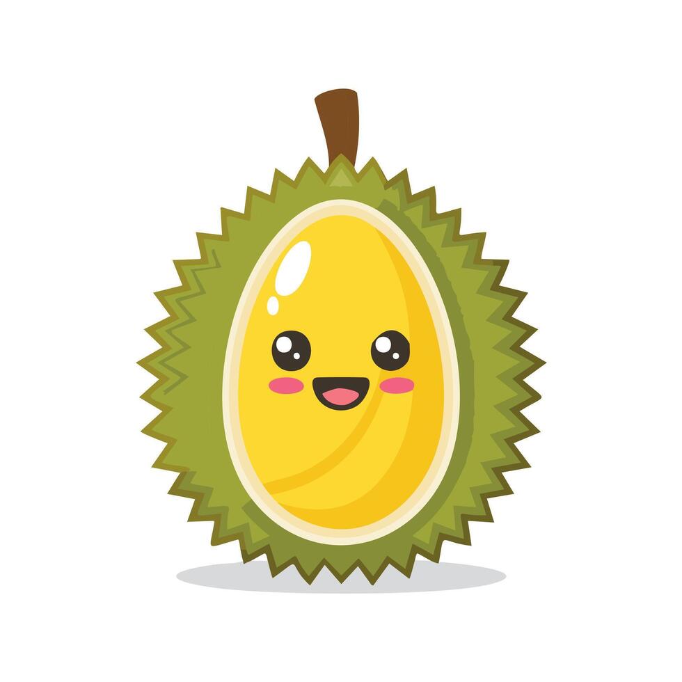 Durian Fruit Cute Cartoon Fresh Animation Kawaii Healthy Character vector