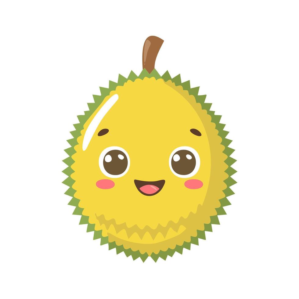Durian Fruit Cute Cartoon Fresh Animation Healthy Character vector