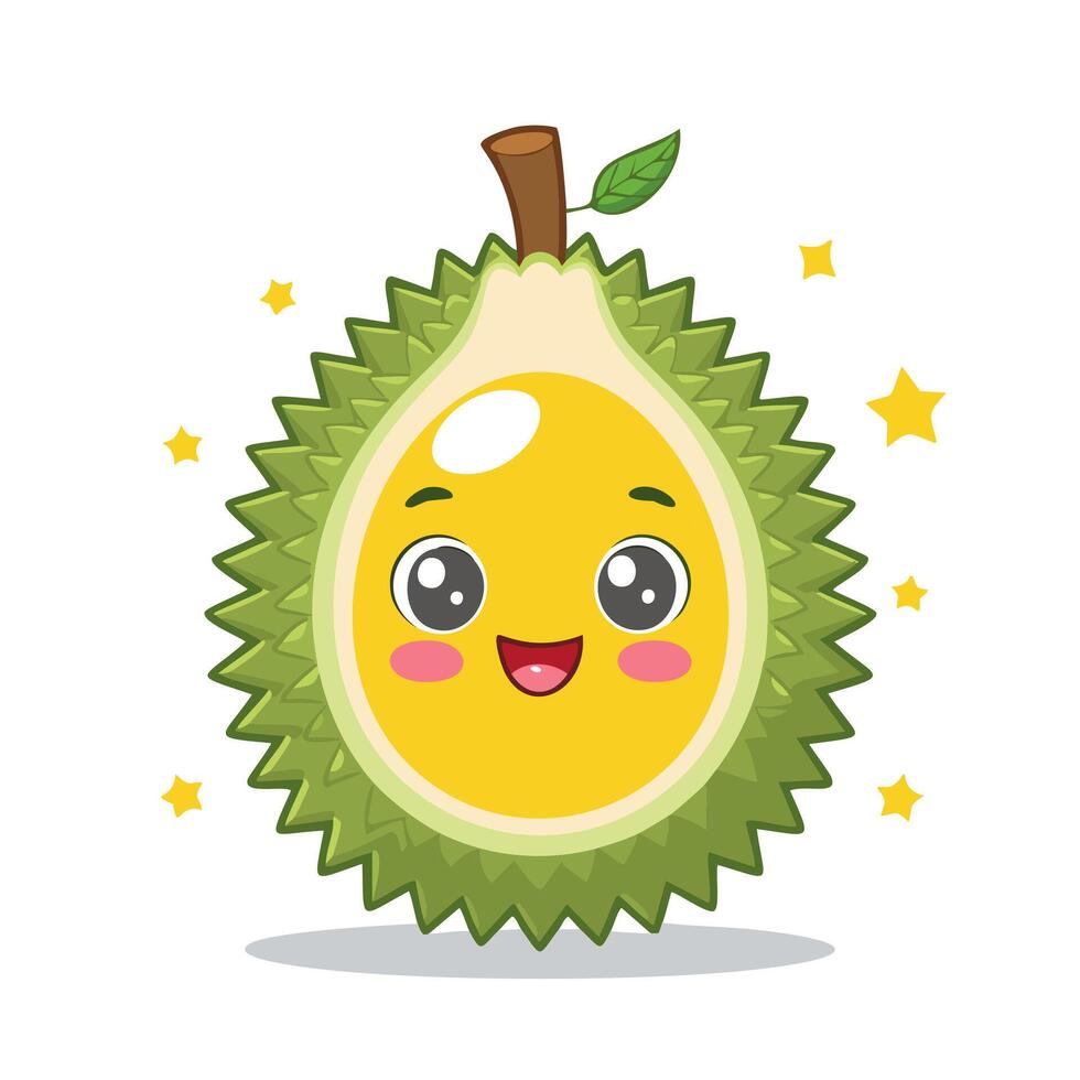 Durian Fruit Cute Cartoon Fresh Animation Kawaii Healthy vector