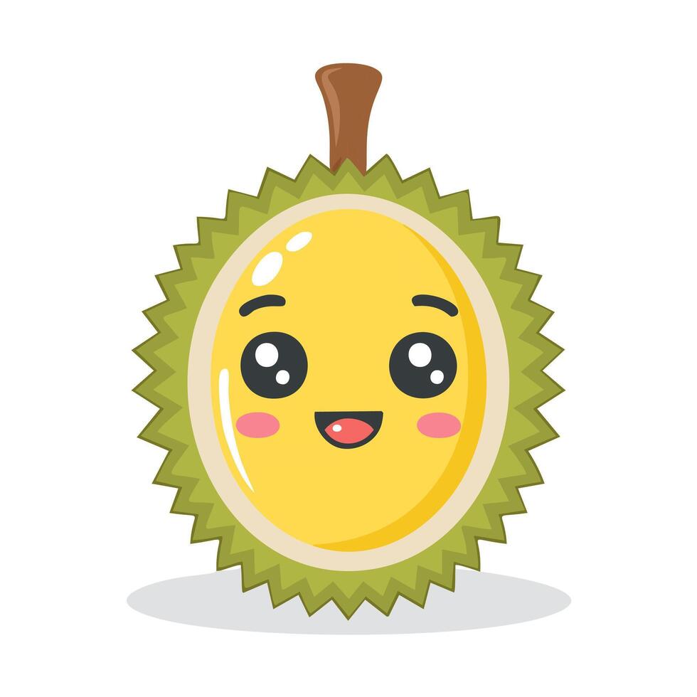 Durian Fruit Cute Cartoon Fresh Animation Kawaii Character vector