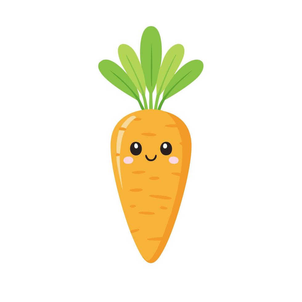 Carrot Vegetable Cute Cartoon Fresh Animation Kawaii Healthy vector