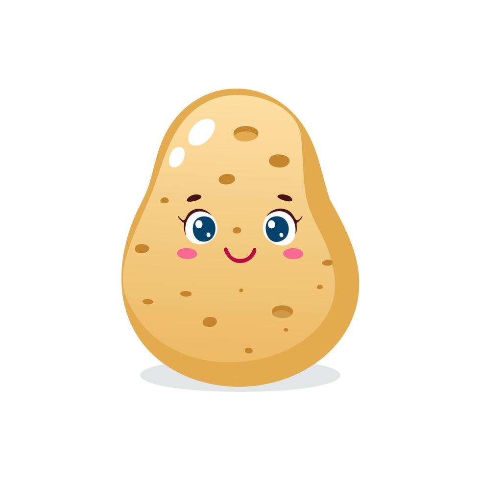 Potato Vegetable Cute Cartoon Fresh Animation Kawaii Healthy Character vector