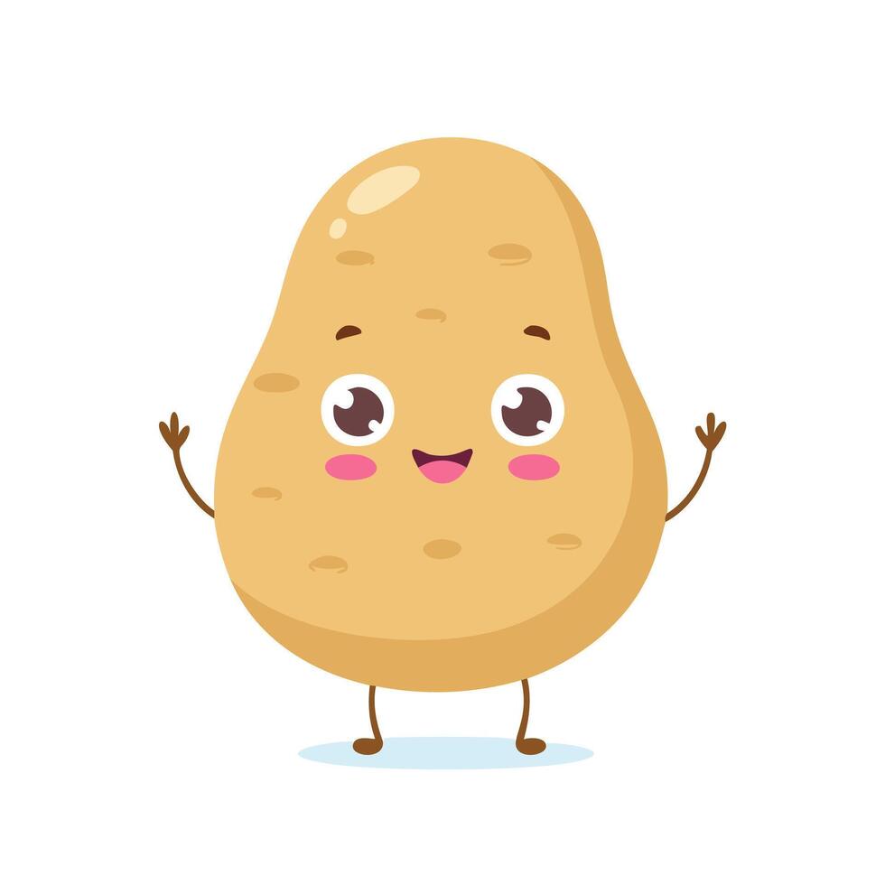 Potato Vegetable Cute Cartoon Fresh Kawaii Healthy Character vector