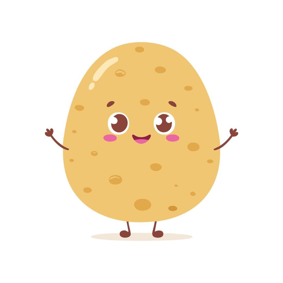 Potato Vegetable Cute Cartoon Fresh Animation Kawaii Character vector