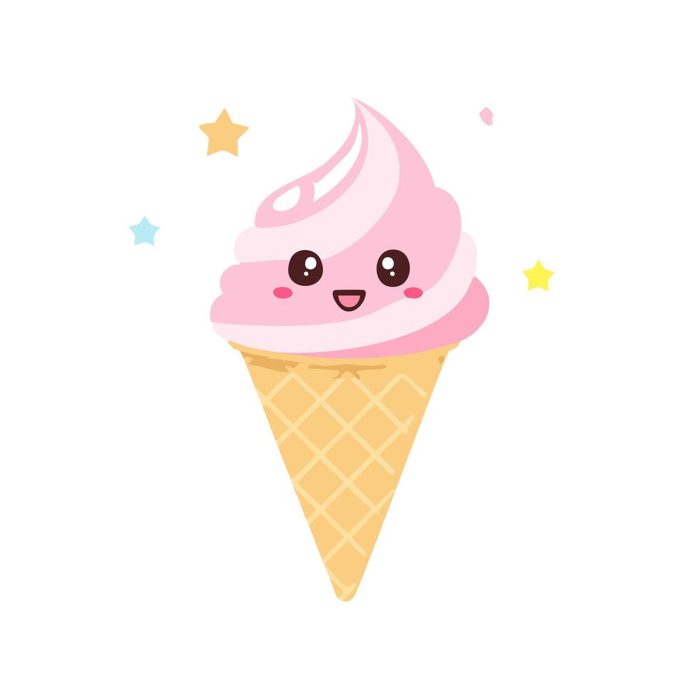 Ice Cream Food Eat Cuisine Animation Kawaii Character vector
