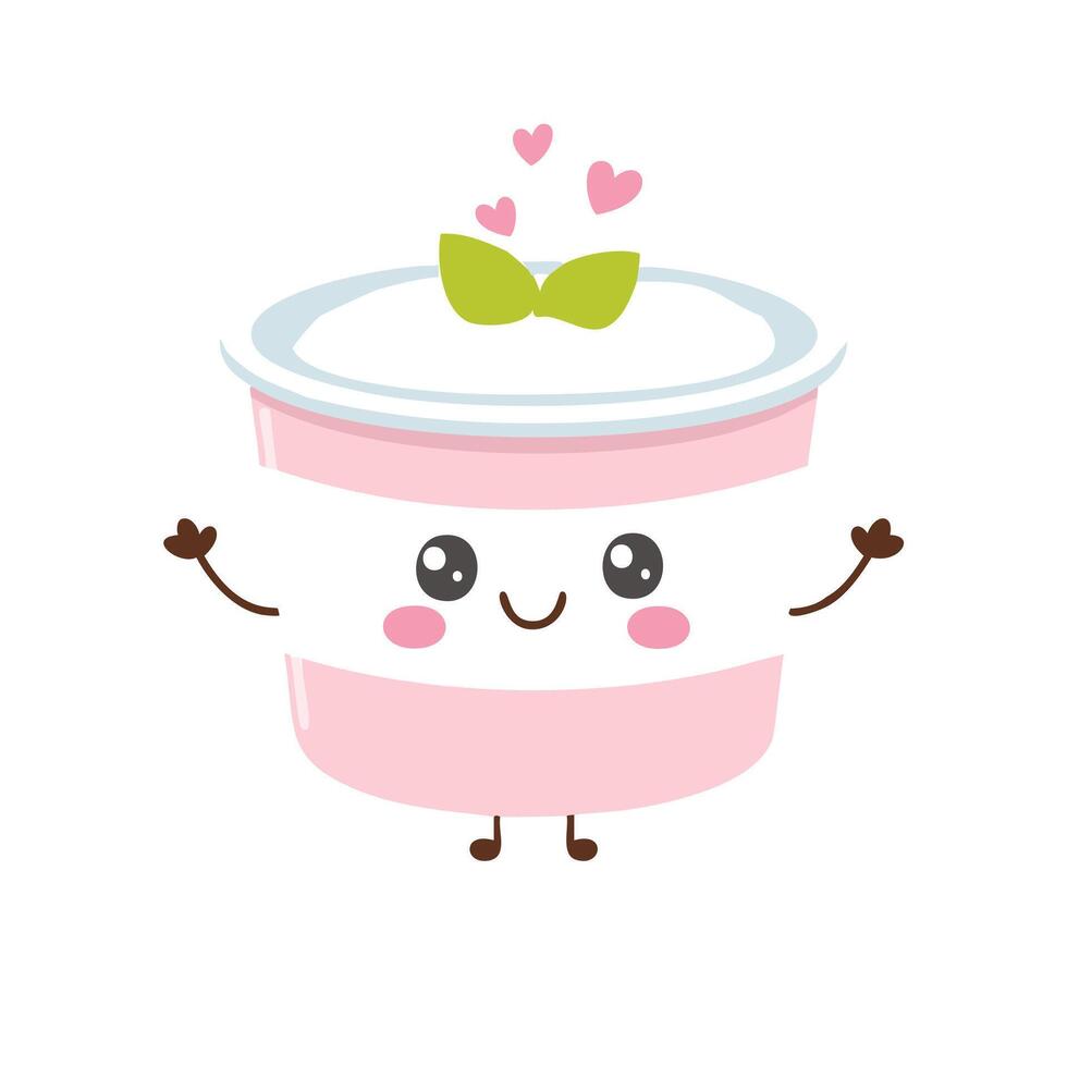 Yogurt Food Eat Meal Animation Kawaii Character vector