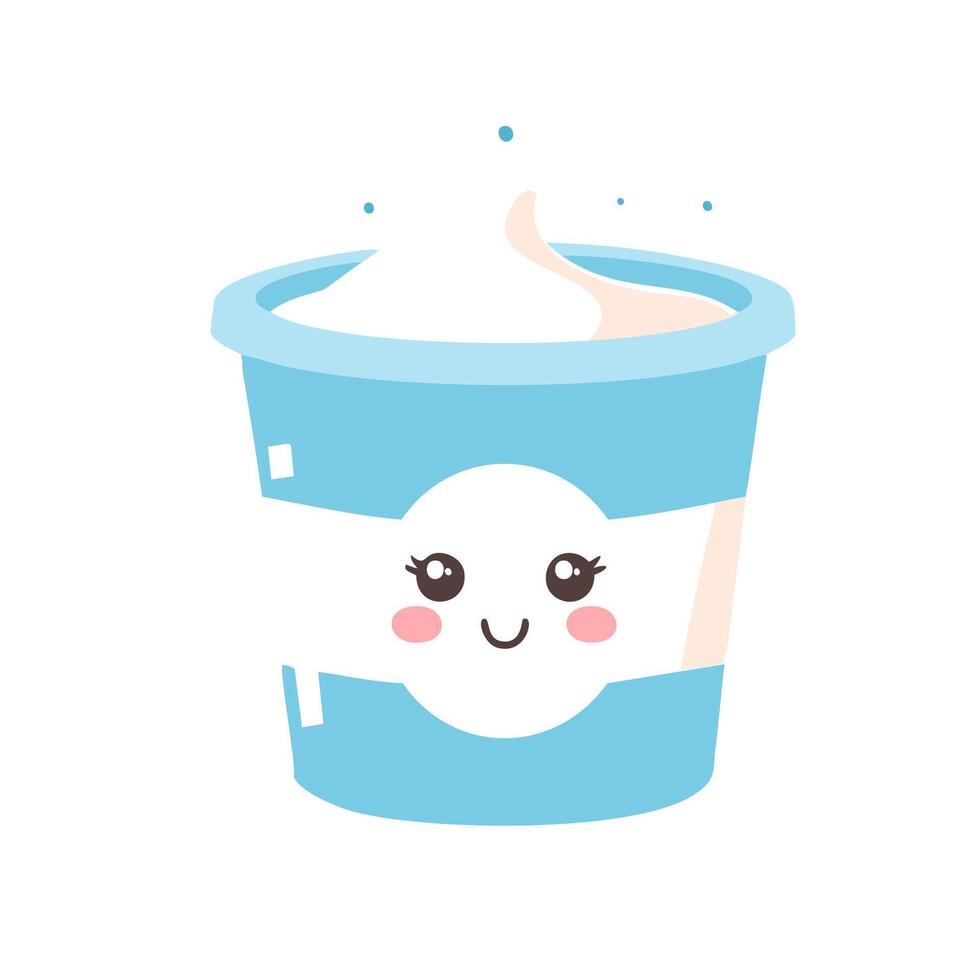 Yogurt Food Eat Meal Cuisine Animation Kawaii Character vector