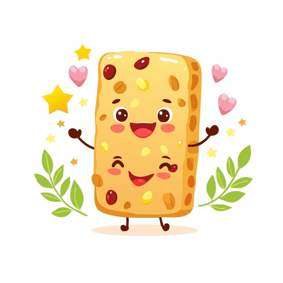 Granola Food Eat Meal Snack Animation Kawaii Character vector