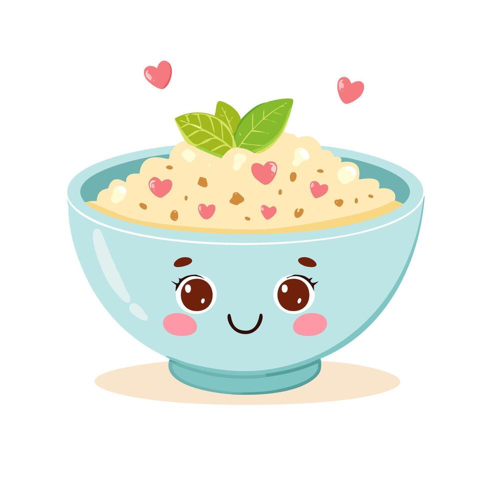 Porridge Food Eat Meal Snack Animation Kawaii Character vector