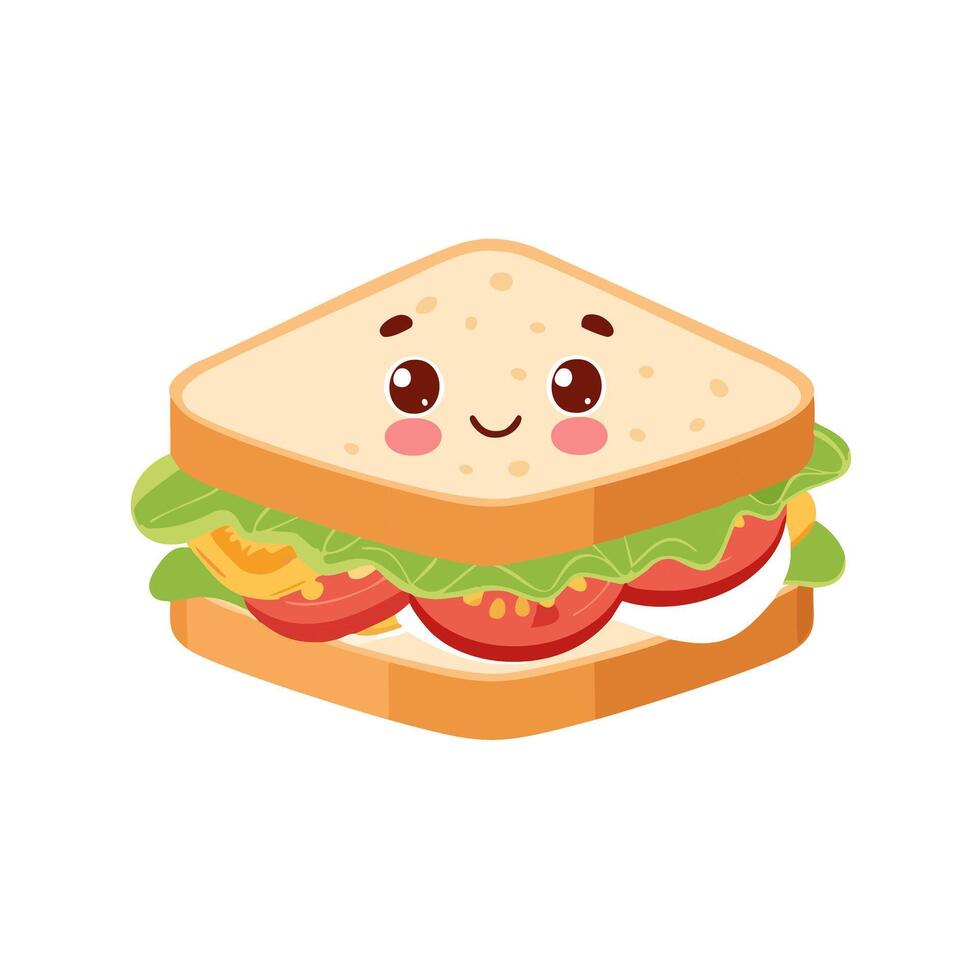 Sandwich Food Eat Meal Animation Kawaii Character vector