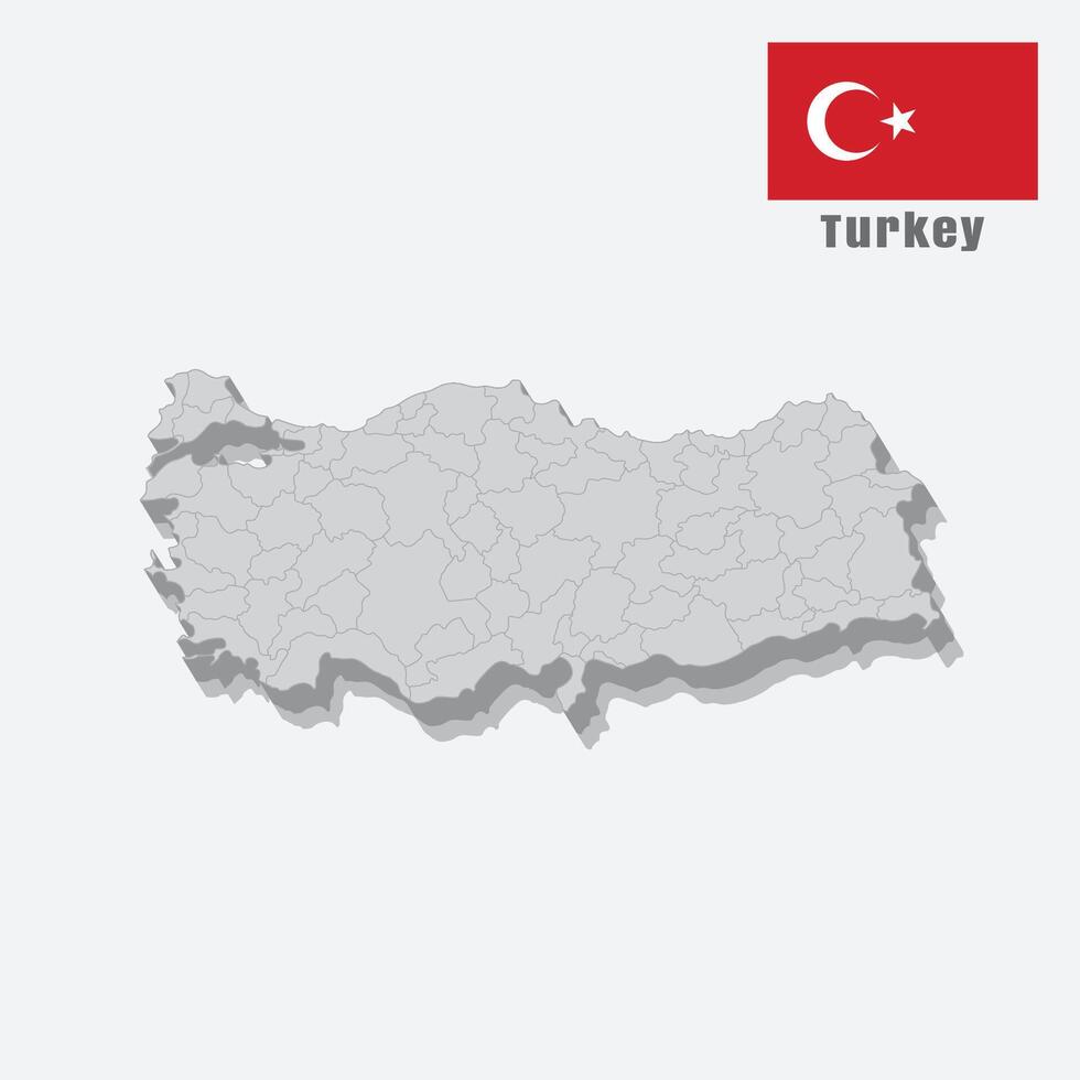 3D map of Turkey with separated sections on a white background vector
