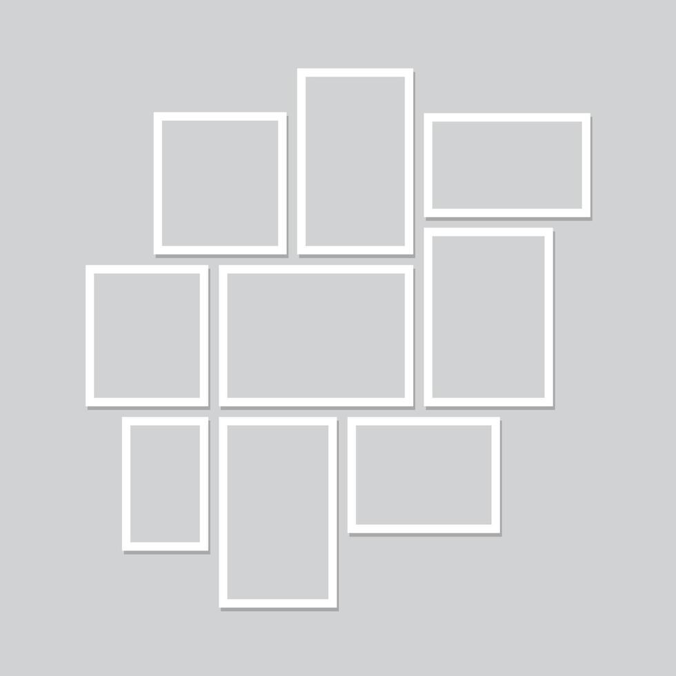 Grey photo frame collage collection vector