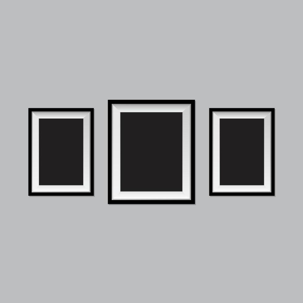 Photo frame on blue wall background vector