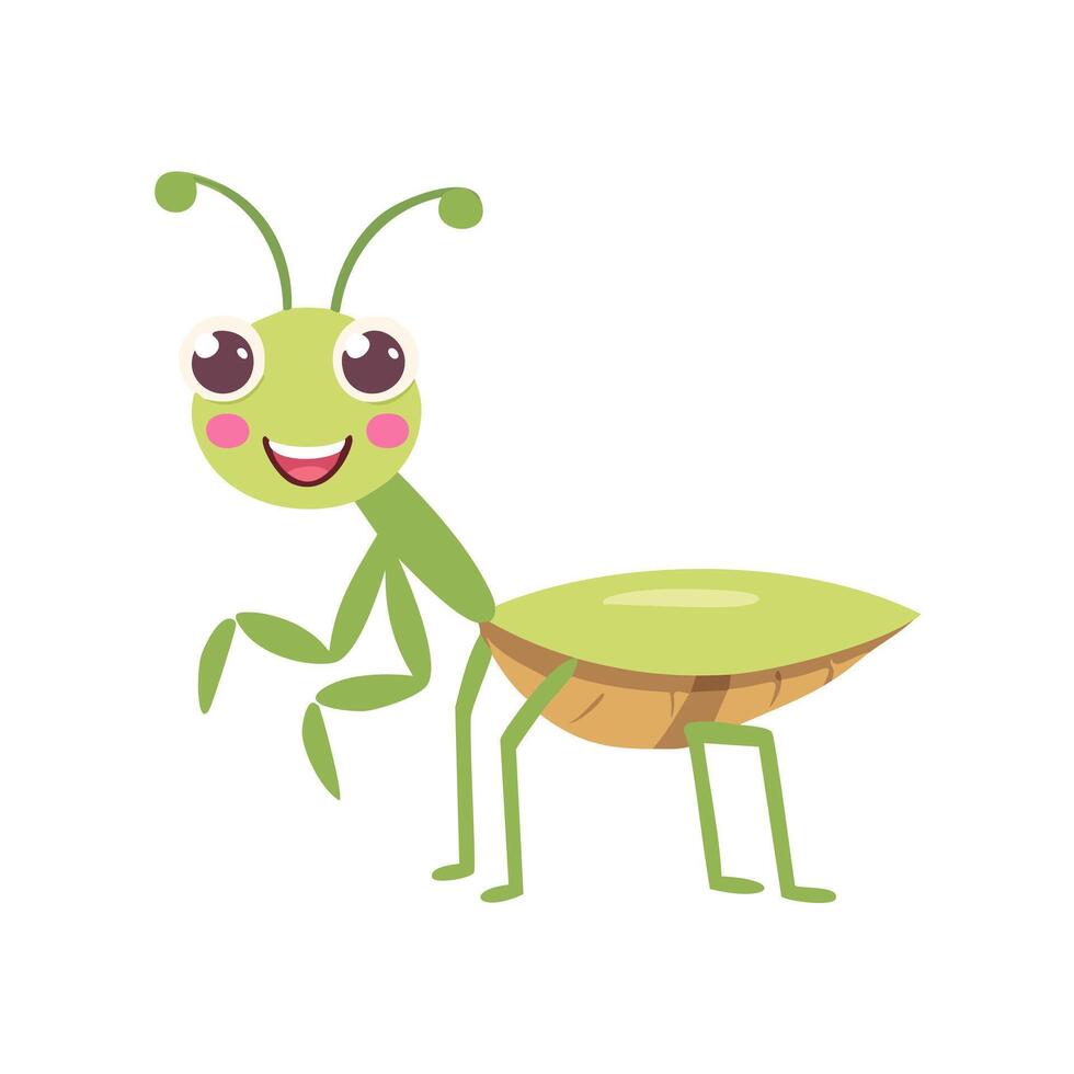 Praying Mantis Insect Bug Animal Animation Kawaii Character vector