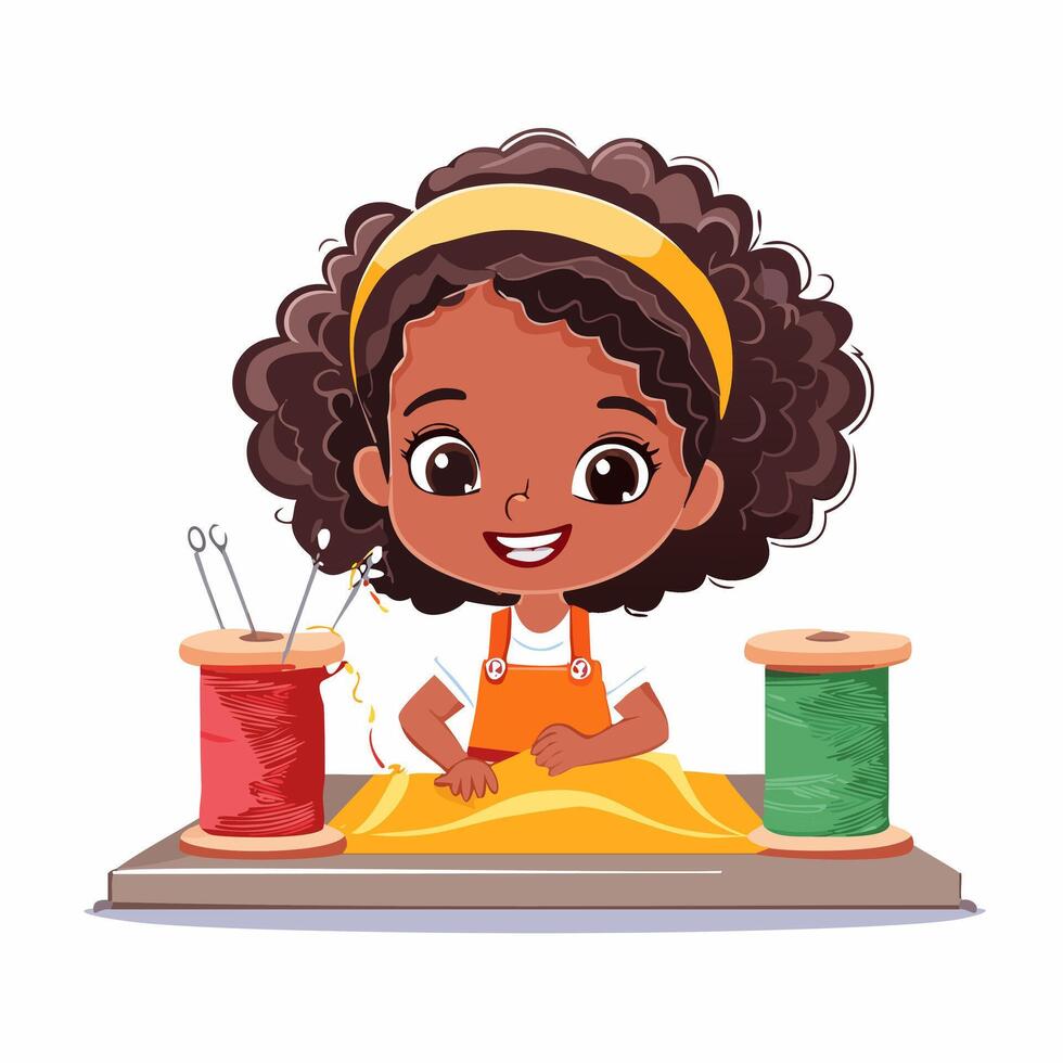 Tailor Cute Worker Work Job Profession Professional Occupation Cartoon vector