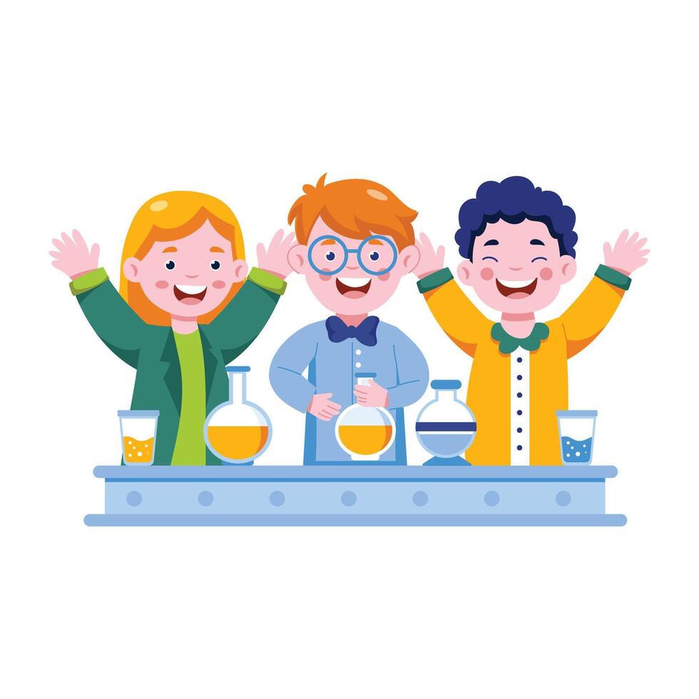 A flat style illustration of kids lab vector