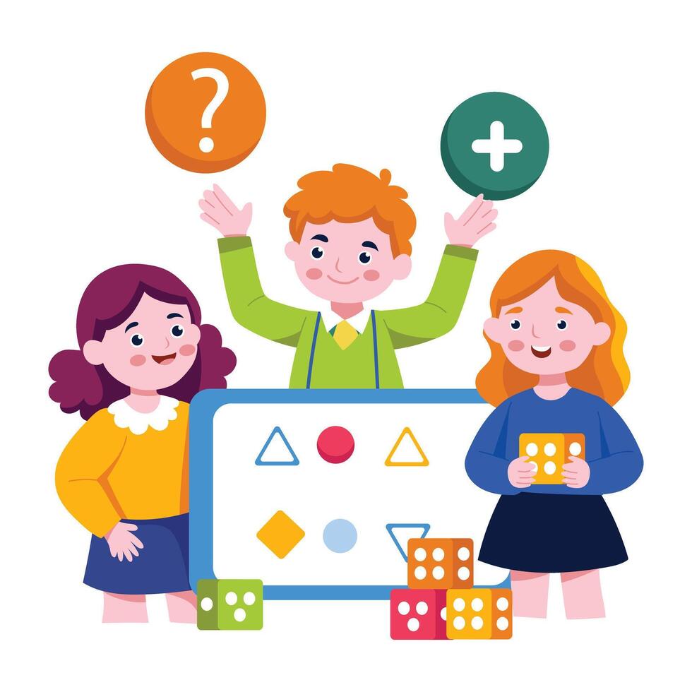 Kids playing illustration in flat style vector