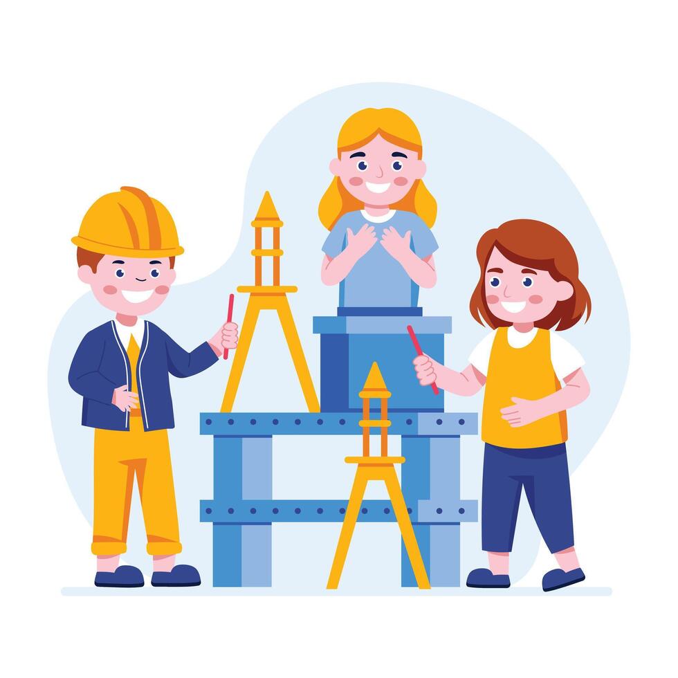 Kids engineering illustration in flat style vector