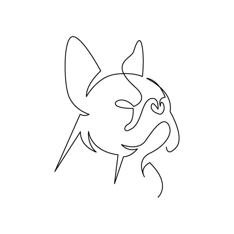 continuous mono line drawing of abstract dog head vector