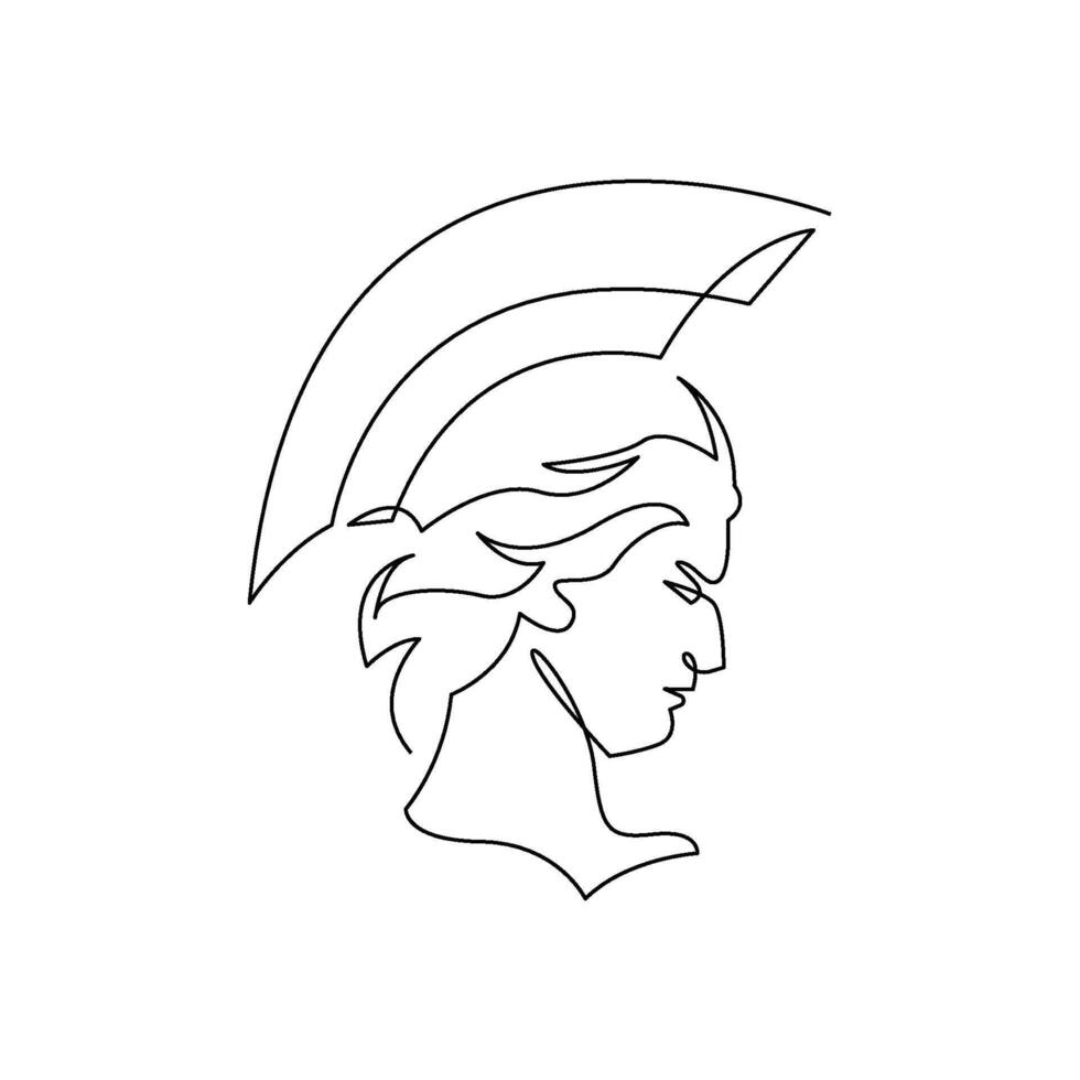 continuous mono line drawing of abstract spartan lady vector