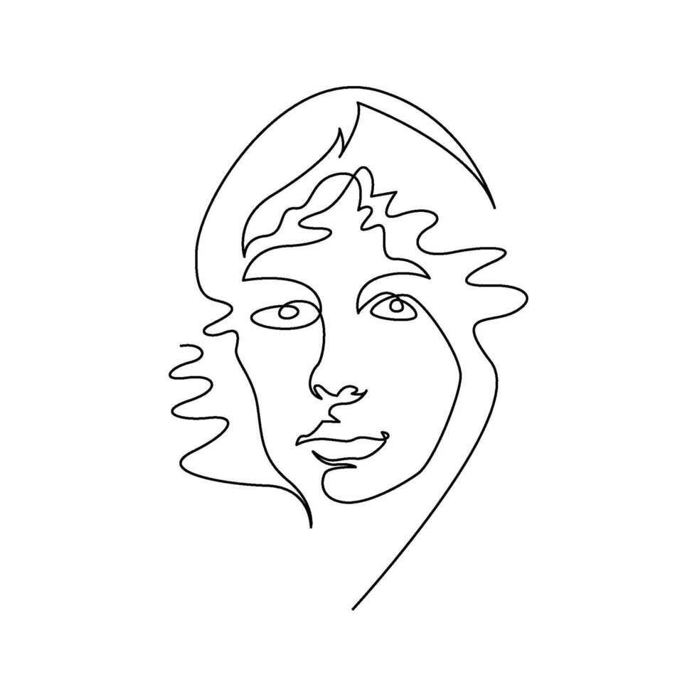 continuous mono line drawing of abstract woman face vector