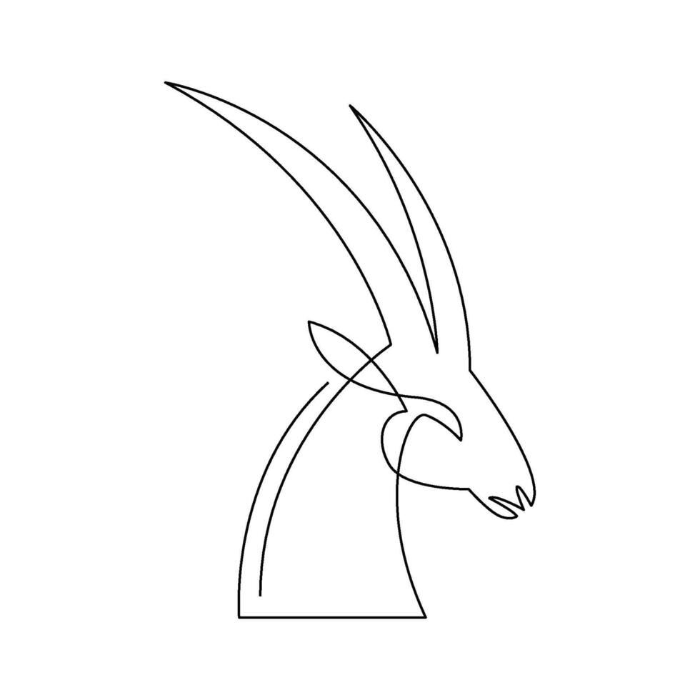continuous mono line drawing of abstract gazelle head vector