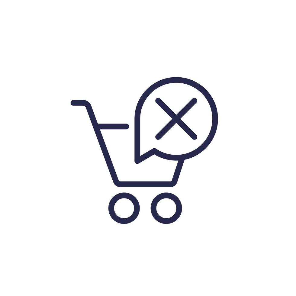 failed order line icon with shopping cart vector