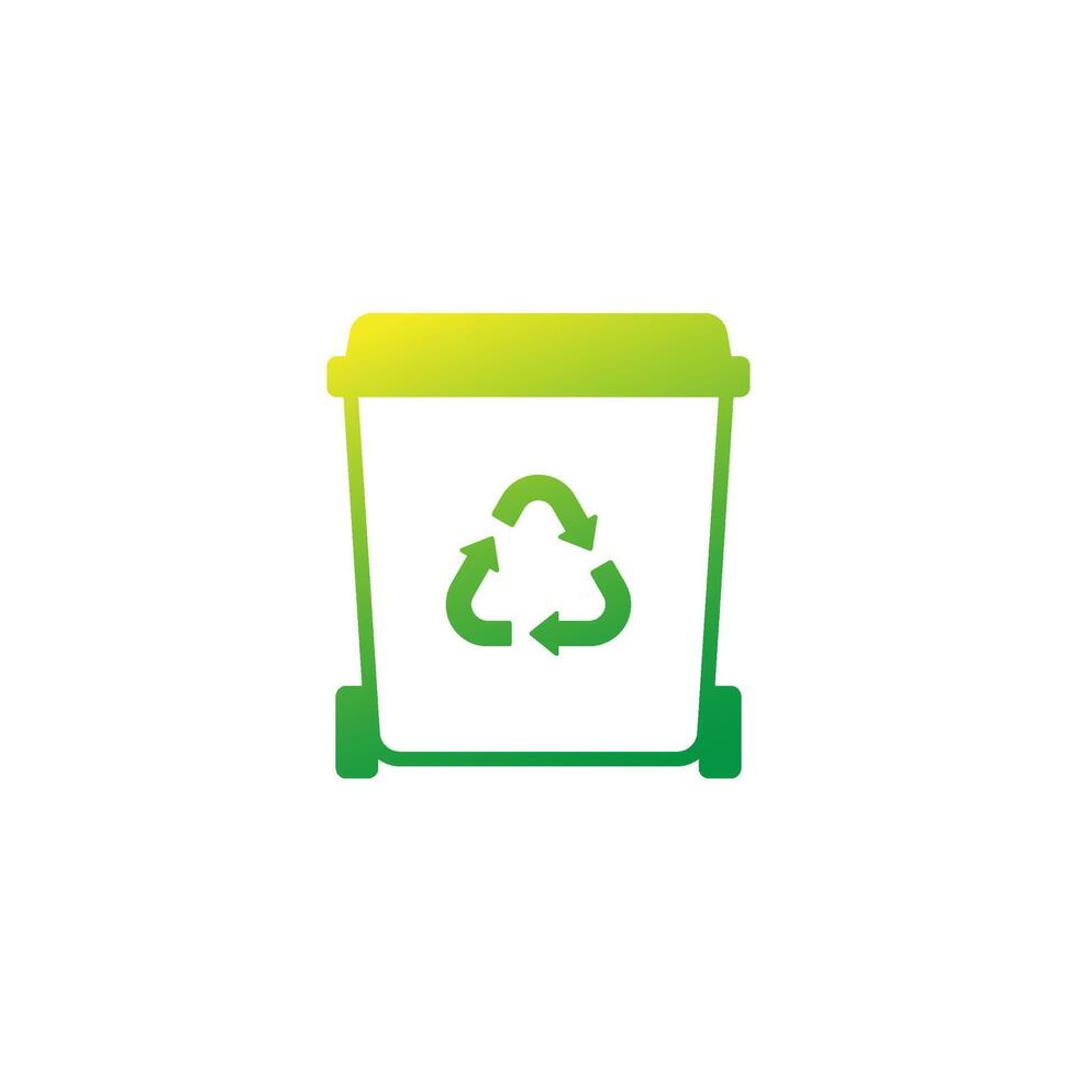 recycle bin icon on white, trash container vector