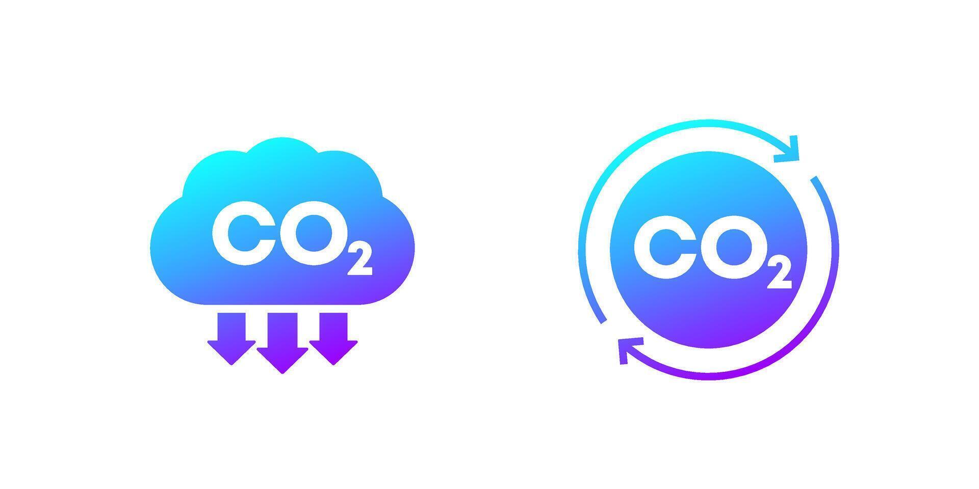 carbon offset and reducing co2 gas icons on white vector